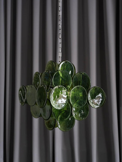 Murano Style Pink Disc Chandelier