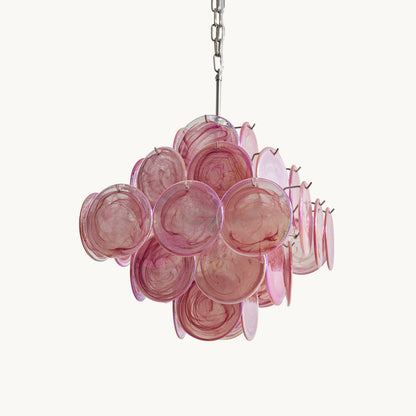 Murano Style Pink Disc Chandelier