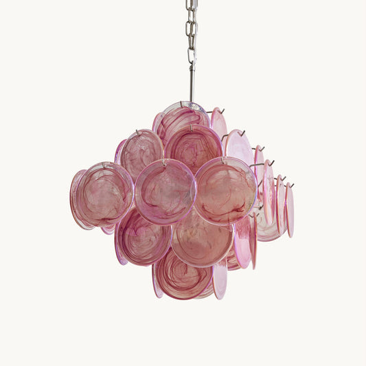 Murano Style Pink Disc Chandelier